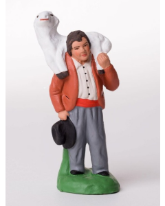 Santons de Provence - Shepherd carrying a lamb