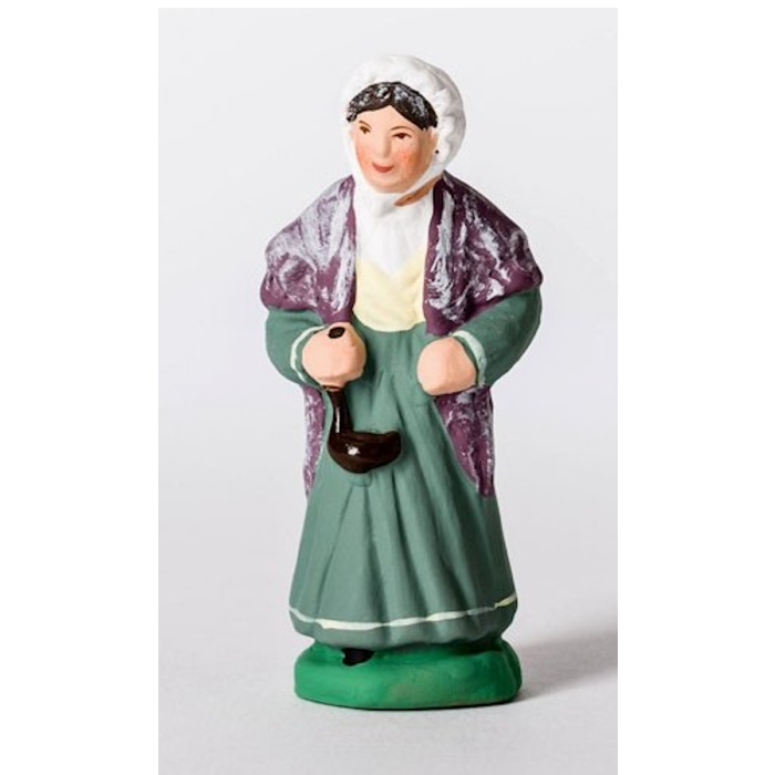 Painted santon - Woman with oil lamp