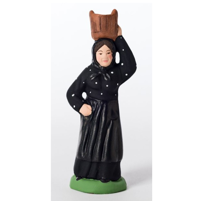Painted santon Corsican woman carrying a water bucket