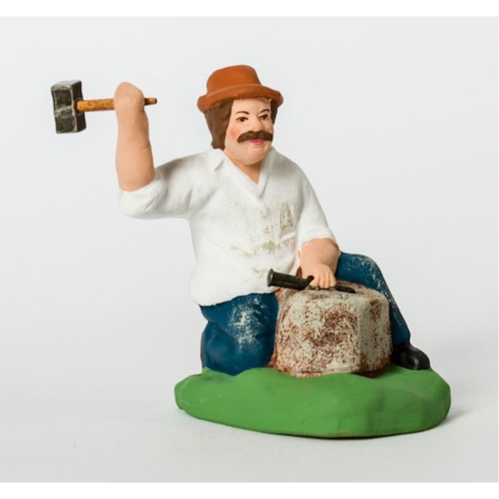Painted santon- The stone cutter