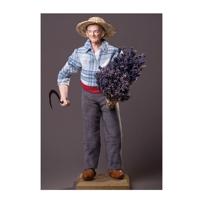 Dressed Santon Man harvesting lavender