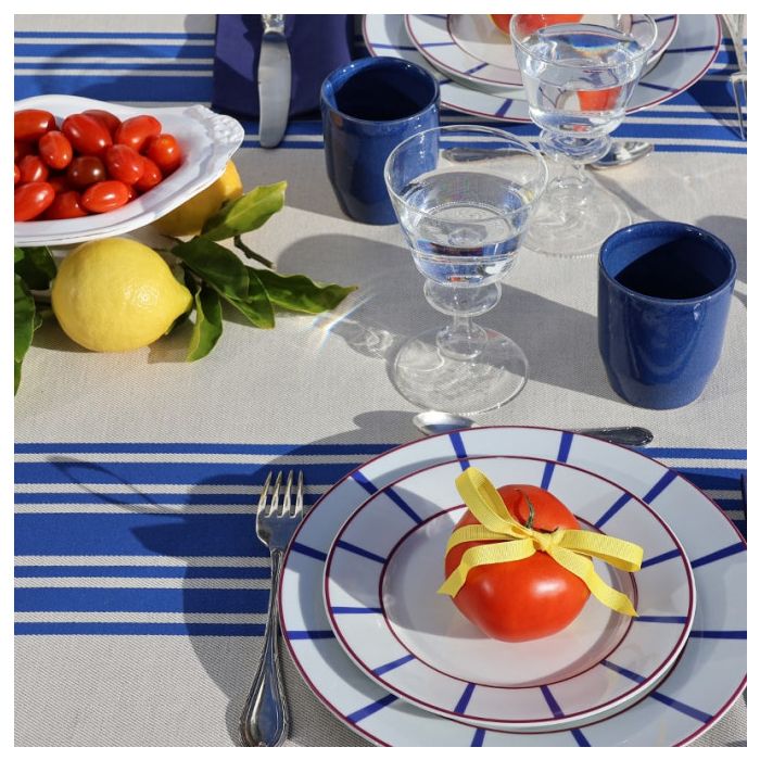 Tablecloth Jean Vier St Jean with Josephine Blue Plates